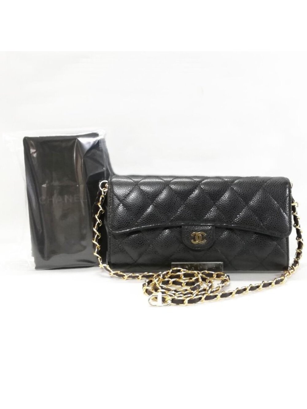 Chanel Class Quilted Wallet Caviar Chain Shoulder Bag